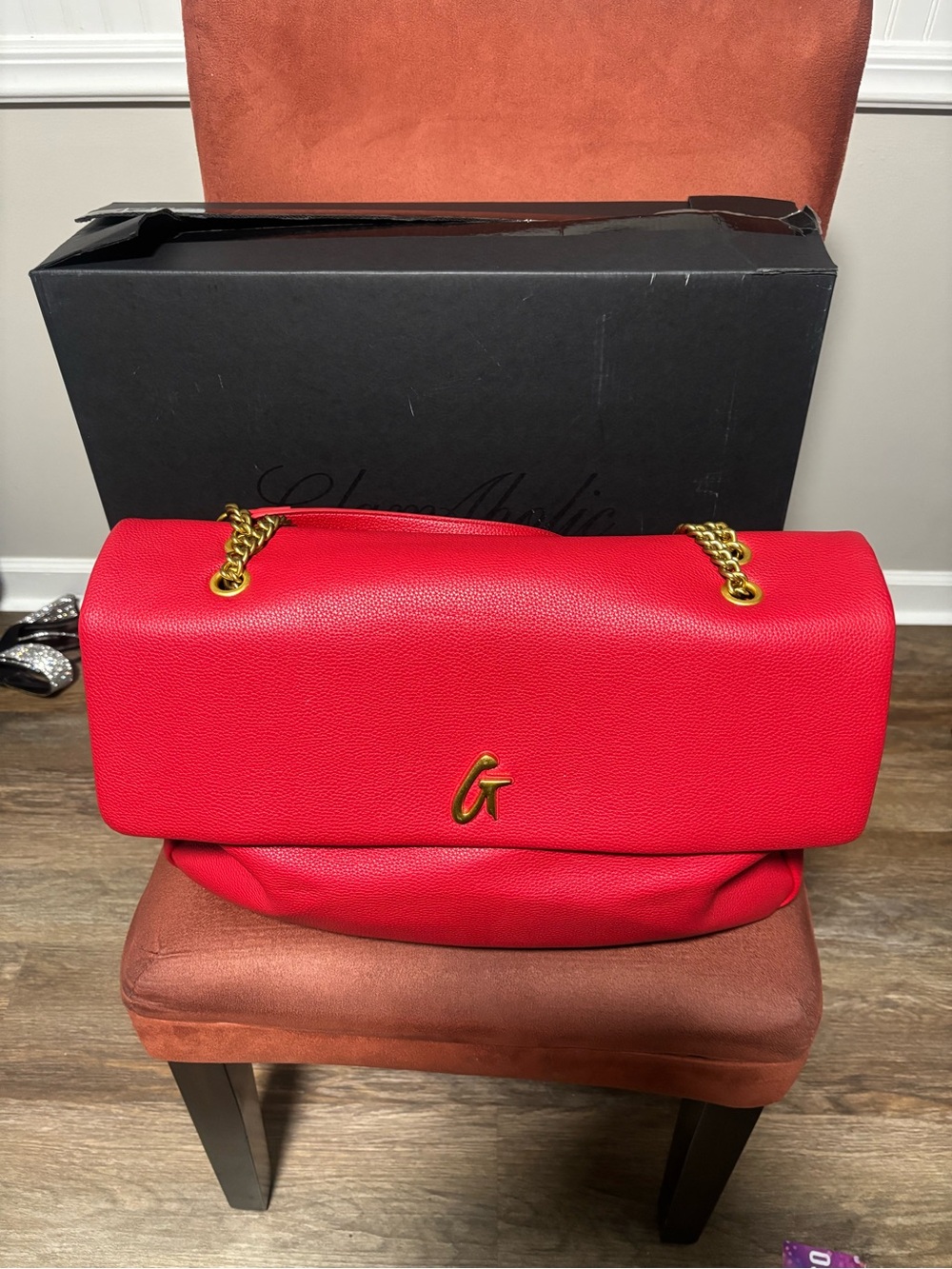 GT Red Leather Chain-Handle Tote